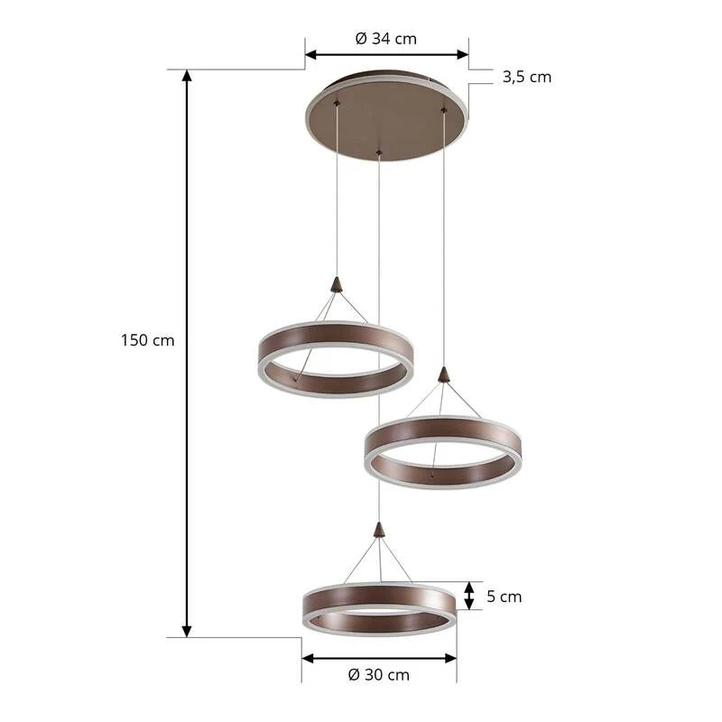 B-Ware Lucande Hängeleuchte Kolo LED Pendelleuchte dimmbar braun 3-flg 1640 Lumen