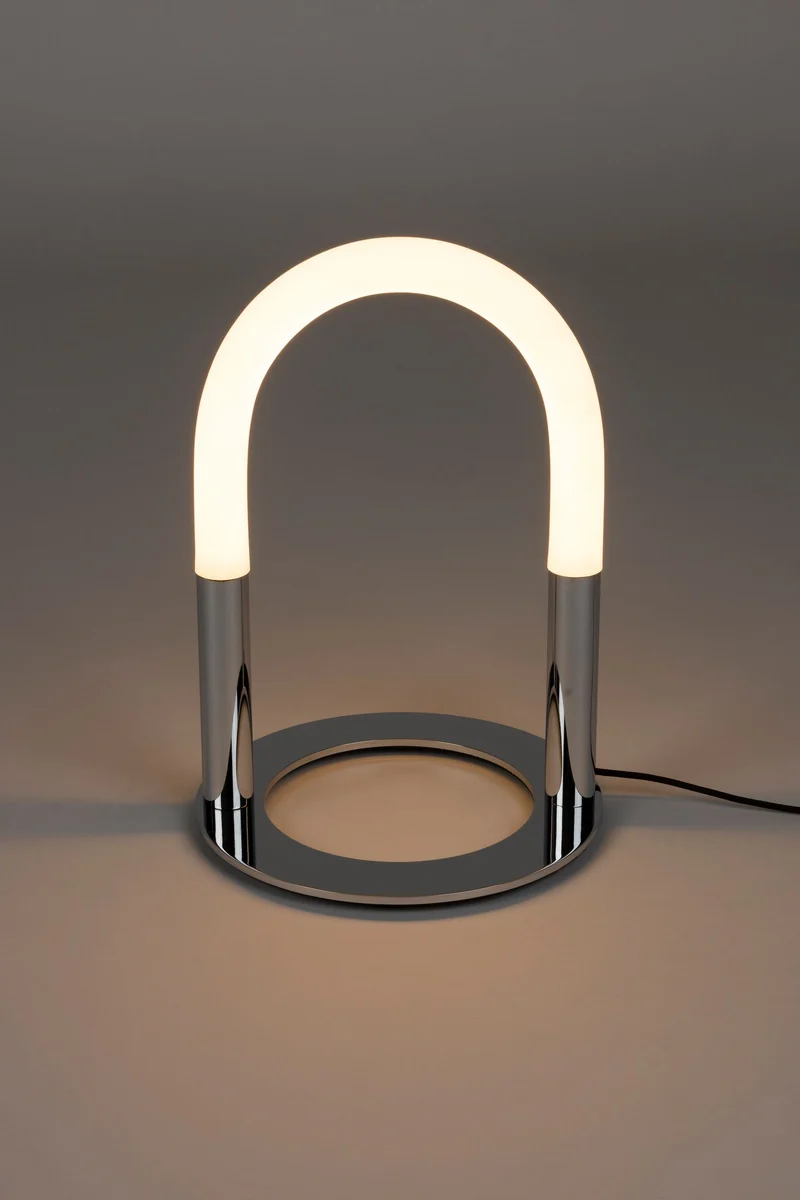 Tischlampe Arch Chrome von Zuiver mit Touch-Dimmer, 3 Stufen