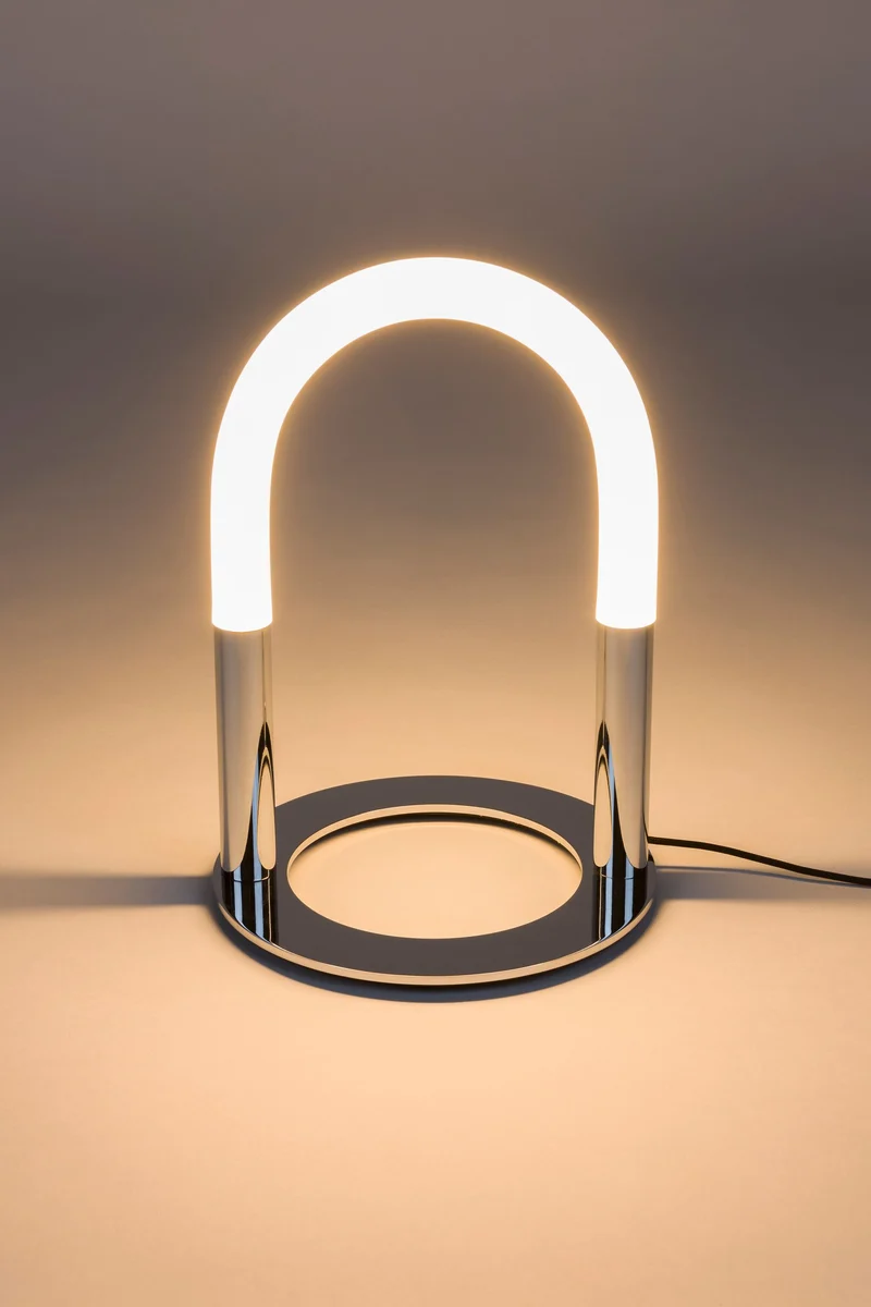 Tischlampe Arch Chrome von Zuiver mit Touch-Dimmer, 3 Stufen