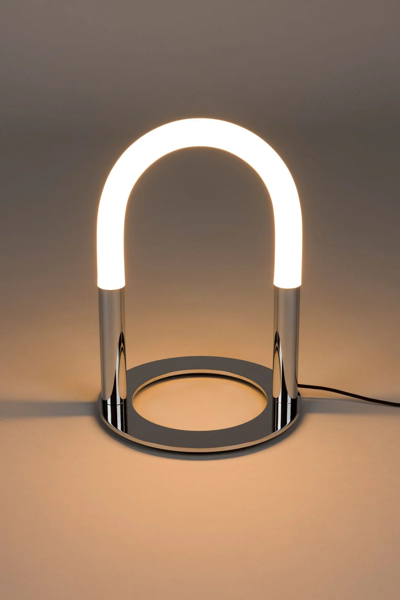 Tischlampe Arch Chrome von Zuiver mit Touch-Dimmer, 3 Stufen
