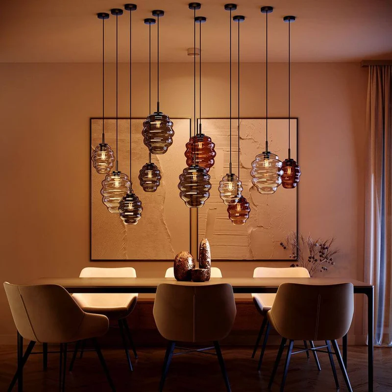 s.luce Echos Glas-Hängelampe Aufhängung 150cm Schwarz