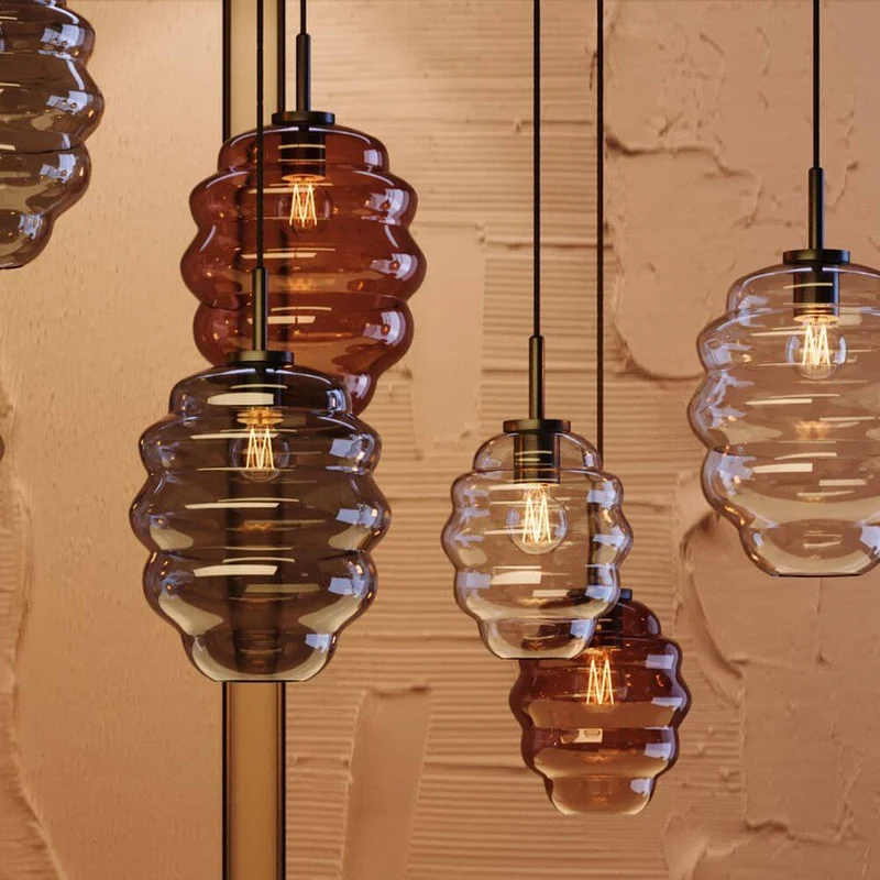 s.luce Echos Glas-Hängelampe Aufhängung 150cm Schwarz