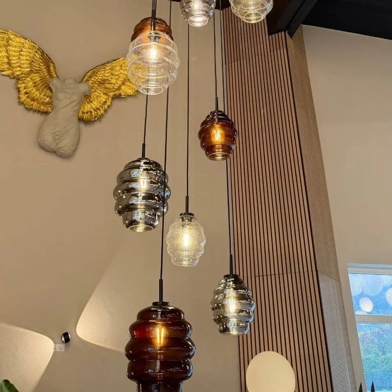 s.luce Echos Glas-Hängelampe Aufhängung 150cm Schwarz