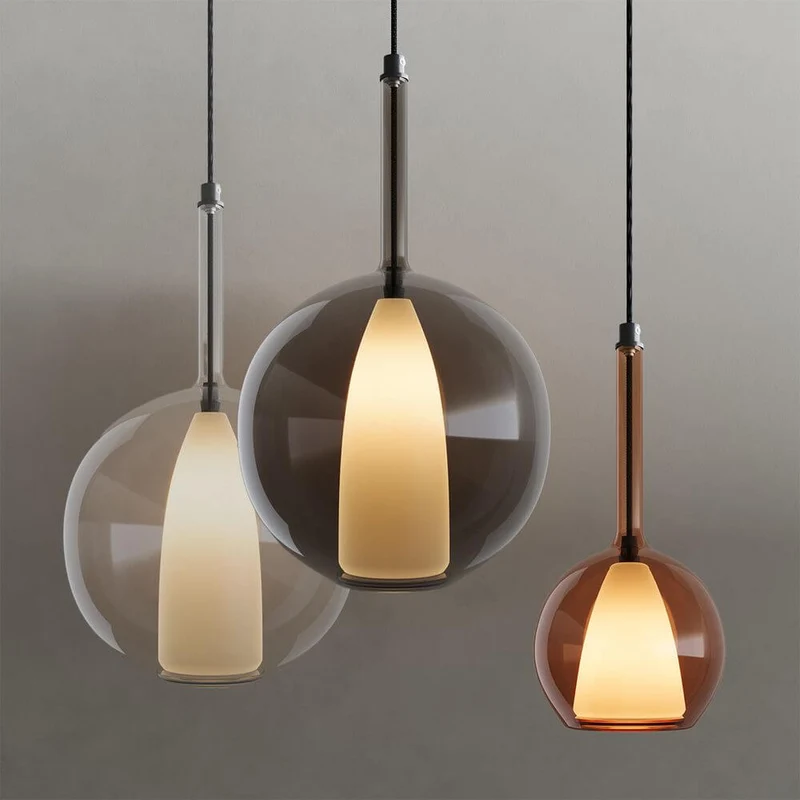s.luce Belluna Glas-Pendelleuchte 150cm Textilkabel