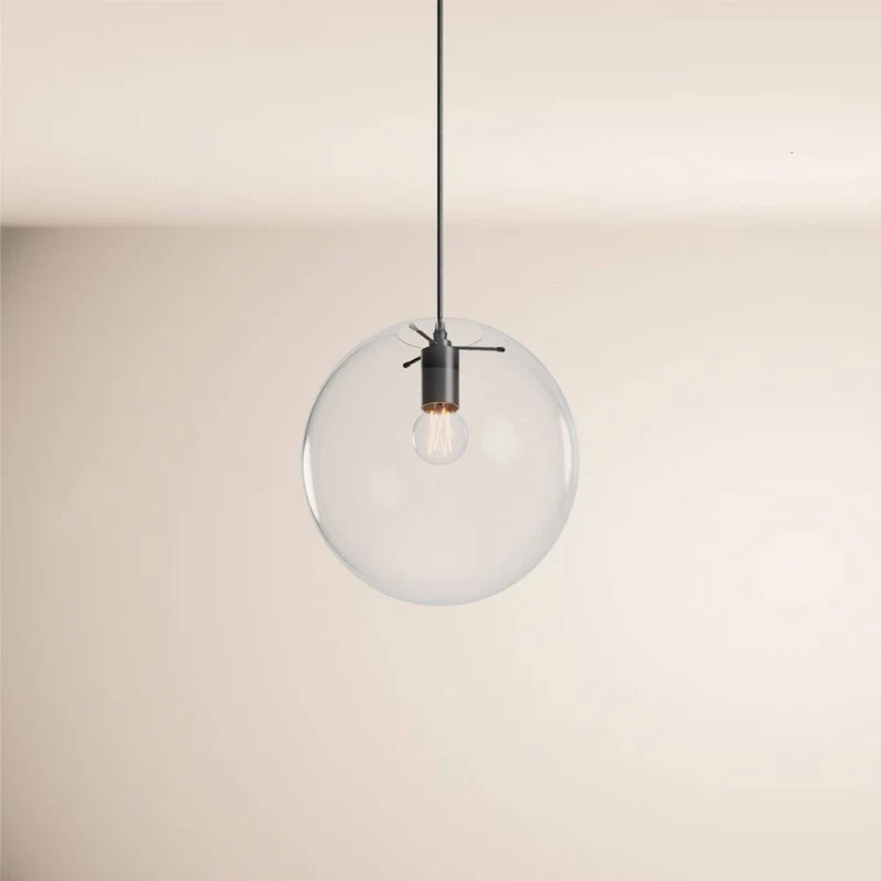 s.luce Orb Glaskugel Hängelampe 150cm Aufhängung Schwarz