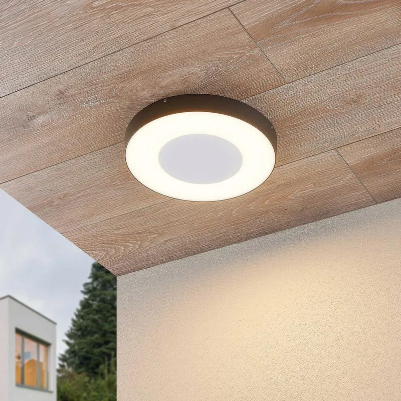 B-Ware Lucande LED-AußenDeckenlampe Außendeckenlampe Lampe Leuchte Decke Sora rund