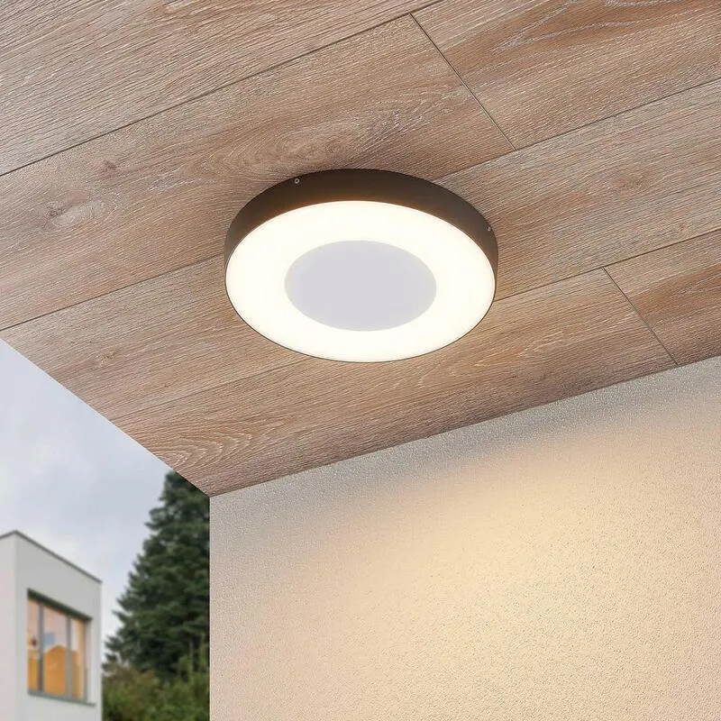 B-Ware Lucande LED-AußenDeckenlampe Außendeckenlampe Lampe Leuchte Decke Sora rund