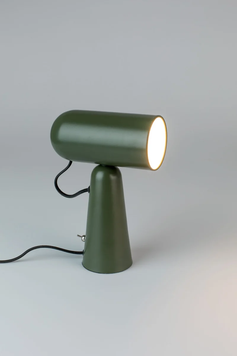 Schreibtischlampe Vesper in Grün mit Metall-Lampenschirm, E27