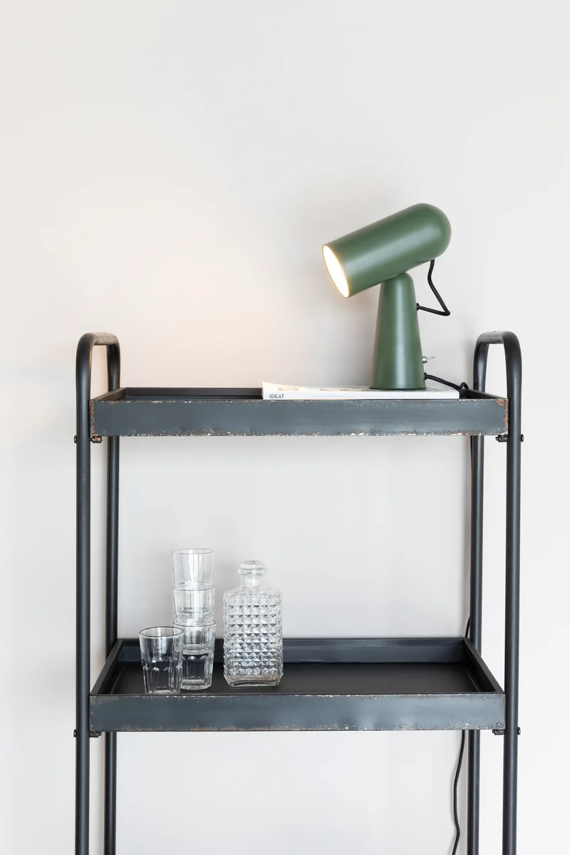 Schreibtischlampe Vesper in Grün mit Metall-Lampenschirm, E27
