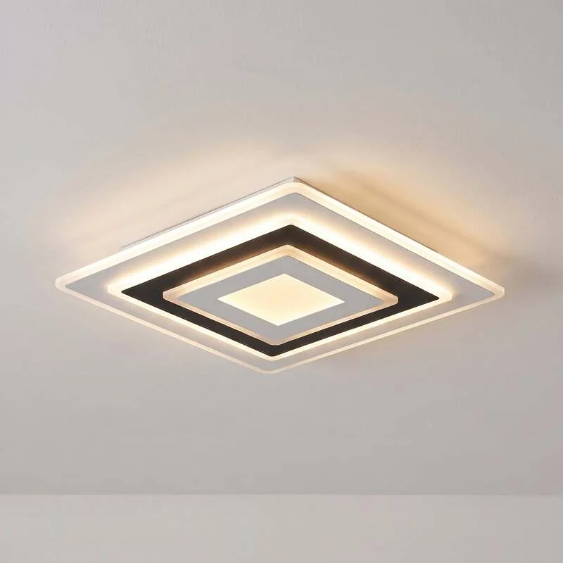 B-Ware Lindby Deckenleuchte Rebeka LED Lampe dimmbar CCT 50x50cm schwarz weiß 2400Lumen