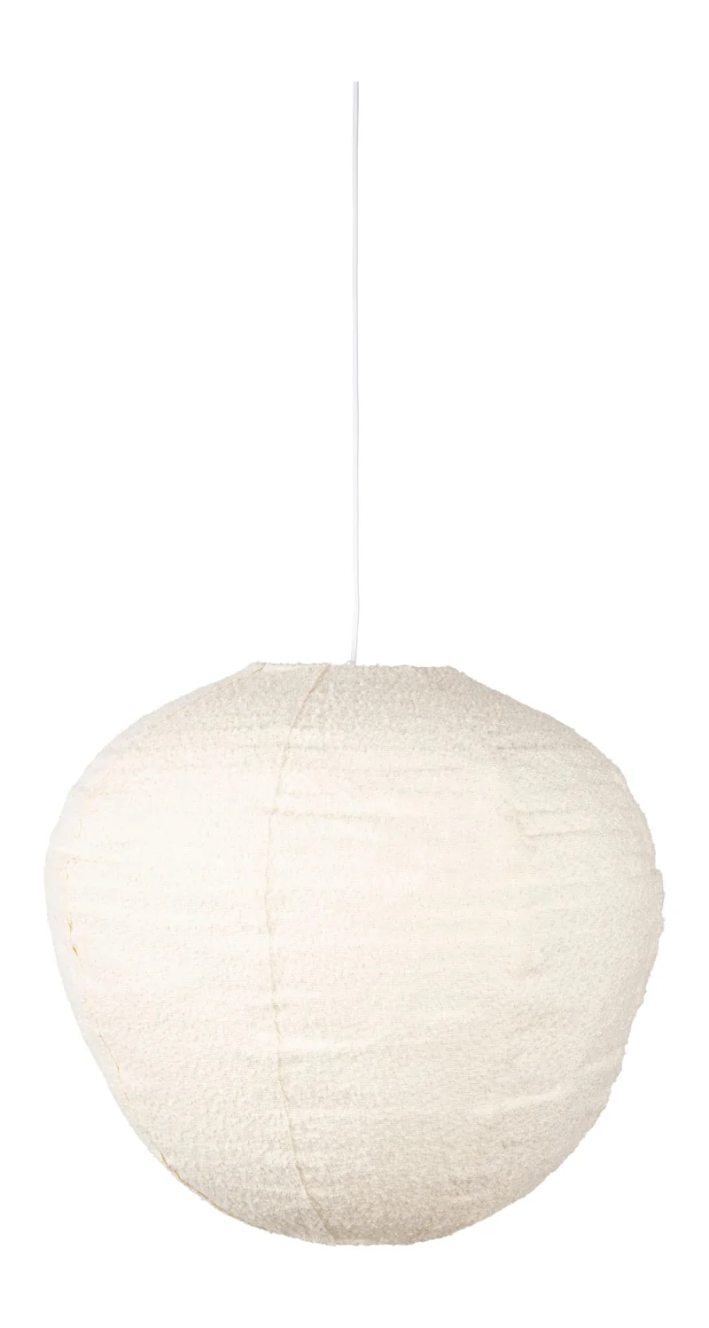 Pendelleuchte Cocoon L in Creme mit Bouclé-Schirm von Zuiver