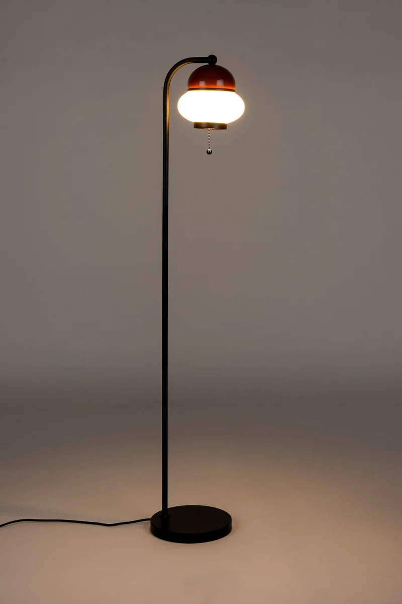 Stehlampe Bumble Rot mit Milchglas-Schirm, E27-Fassung von Zuiver