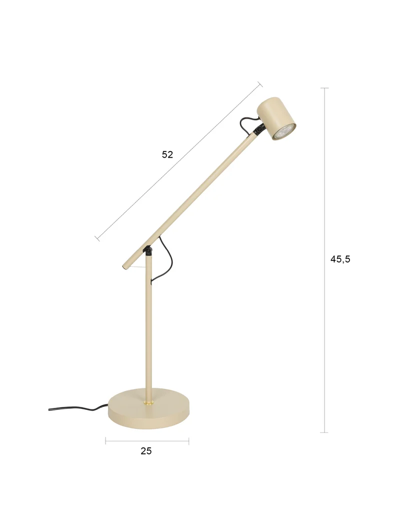 Tischlampe Aero Beige aus Metall, höhenverstellbar mit GU10-Fassung