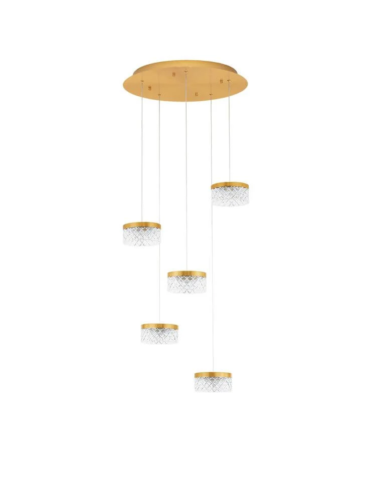 Bion LED Pendelleuchte 5-flammig Ø 50cm 3000K Gold