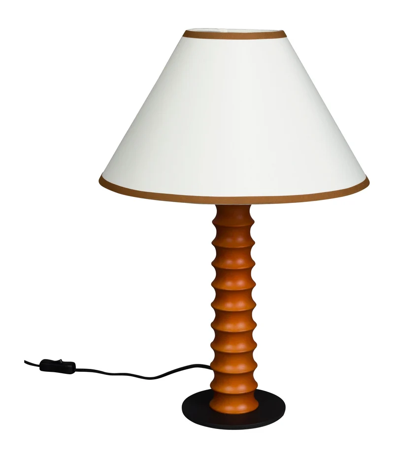 Tischlampe Horace aus Eichenholz mit Leinenschirm, E27-Fassung