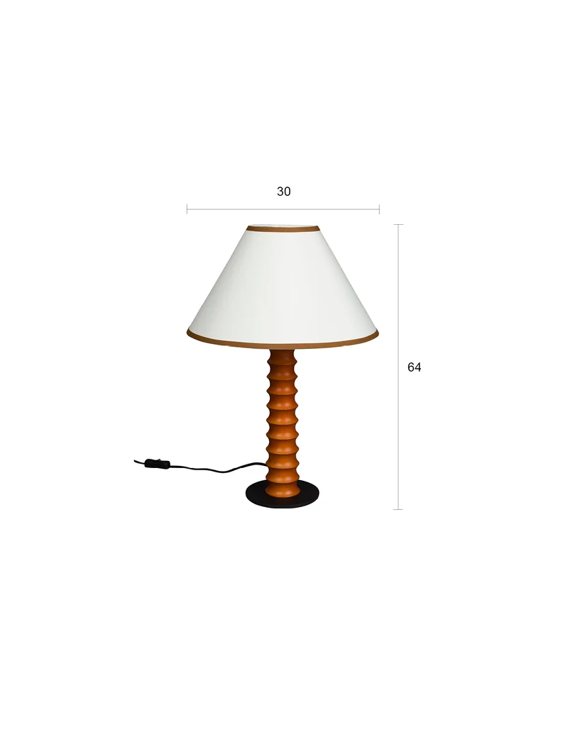 Tischlampe Horace aus Eichenholz mit Leinenschirm, E27-Fassung