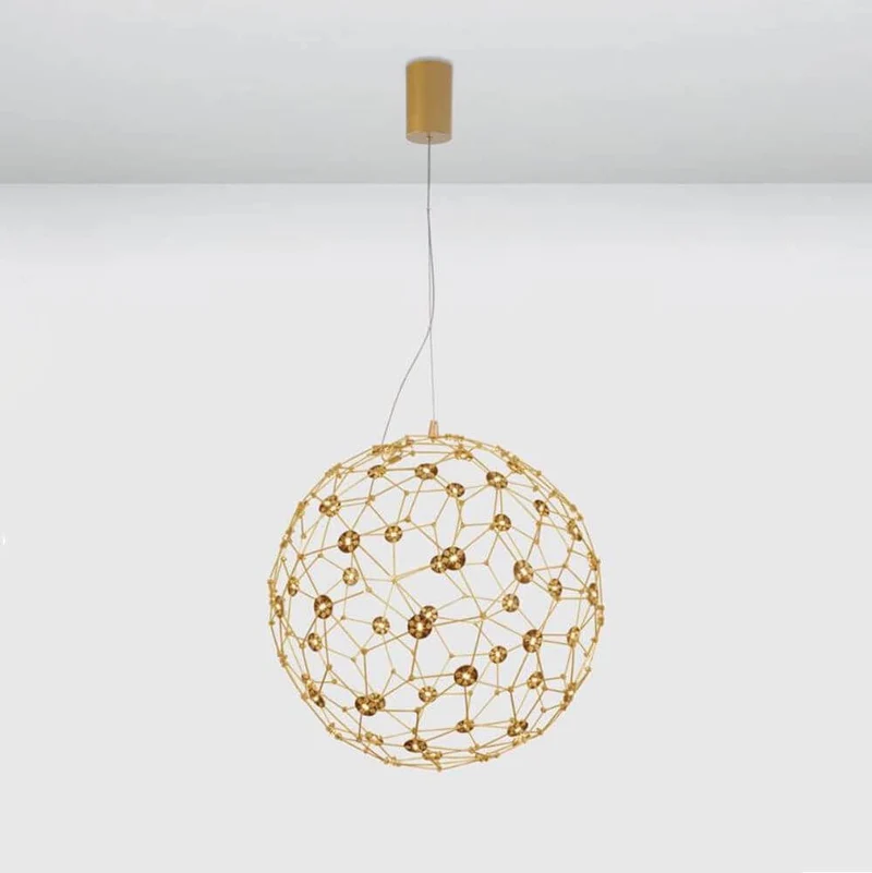 Nova Luce Sole LED-Drahtkugel Hängelampe Goldfarben