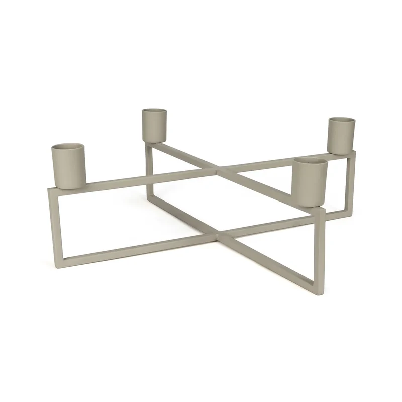 B-Ware HANA Kerzenständer Halter 4Flames Stabkerzen eckig hellbeige