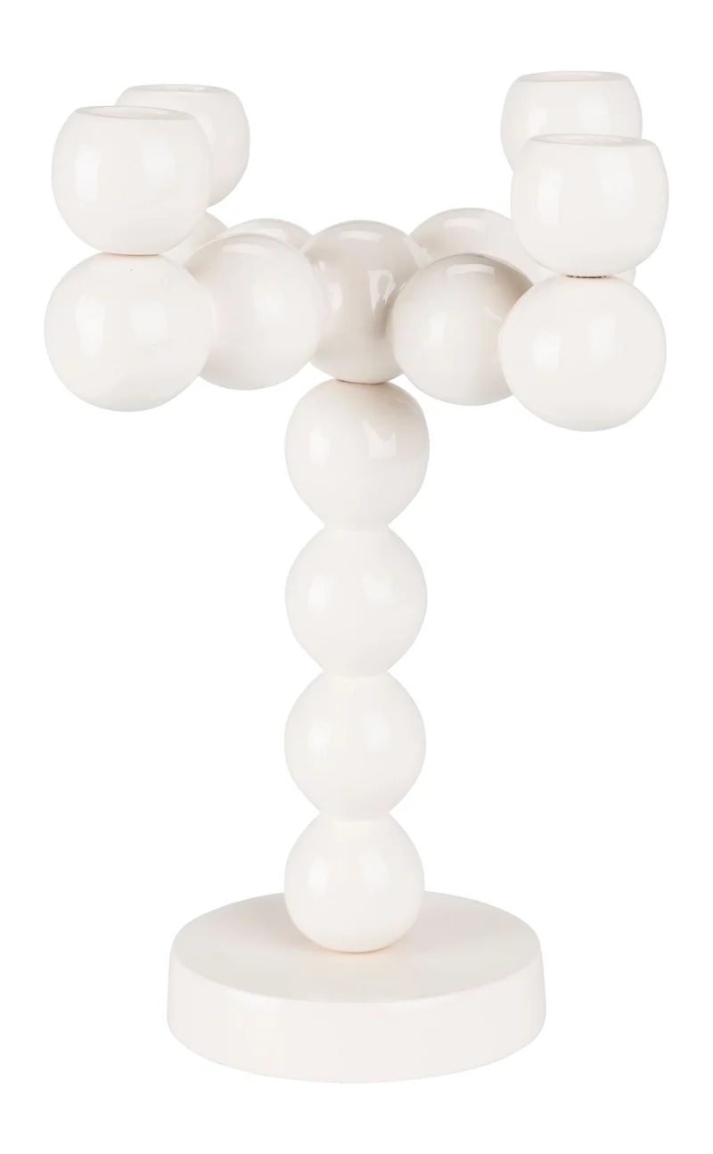 Kerzenständer Bubbles Four aus Aluminium, glänzendes Beige, 4 Kerzen