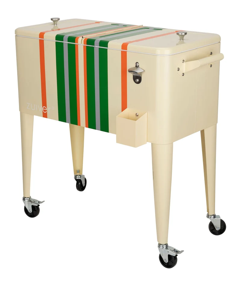 Kühlbox Cooler Be Cool Stripes Lemon mit Rollen und Griffen
