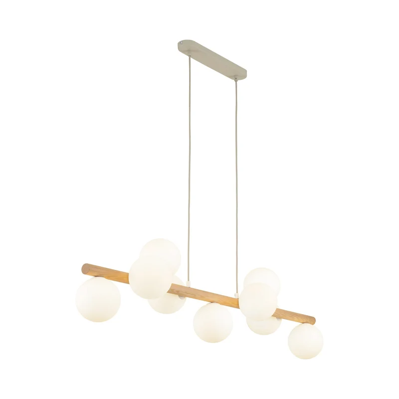 B-Ware Hängeleuchte Estera Opalglas Holz neunflammig Hängelampe Lampe SIEHE TEXT/F37