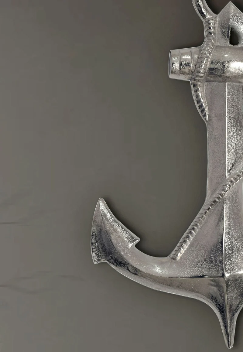 Deko Anker 70cm Silber Aluminium Maritim Wanddeko Modern