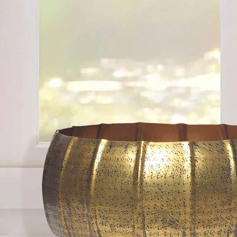Pflanzkübel 2er Set Aluminium Gold Rund Indoor Hammerschlag Design