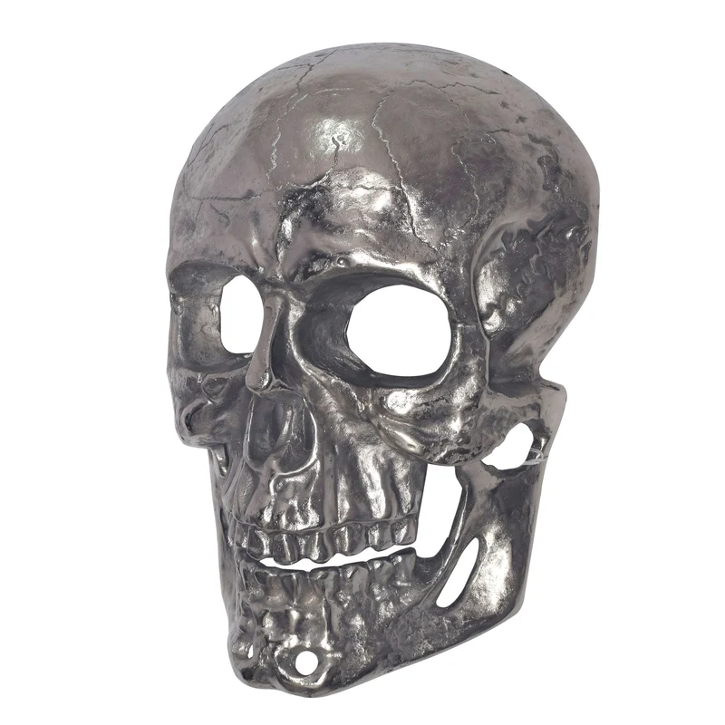 Wanddeko Totenkopf Aluminium Silber 41cm Schädel Modern Deko