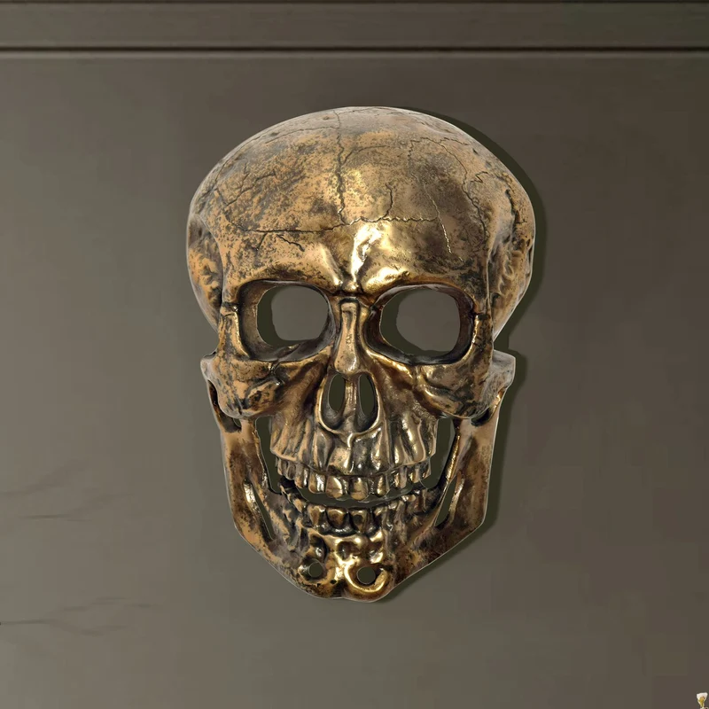 Wanddeko Totenkopf Aluminium Gold 41cm Schädel Modern Deko Skull