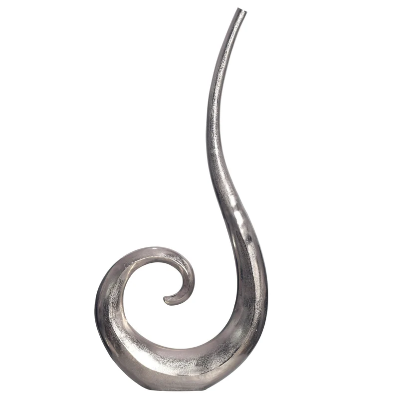 Vase 100cm Aluminium Silber Spirale Blumenvase Modern Groß Handgefertigt