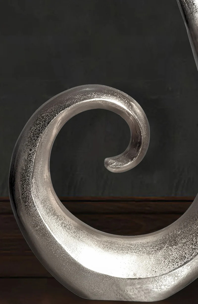 Vase 100cm Aluminium Silber Spirale Blumenvase Modern Groß Handgefertigt
