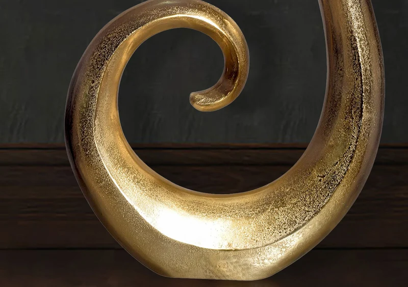 Vase 100cm Aluminium Gold Spirale Blumenvase Modern Groß Handgefertigt