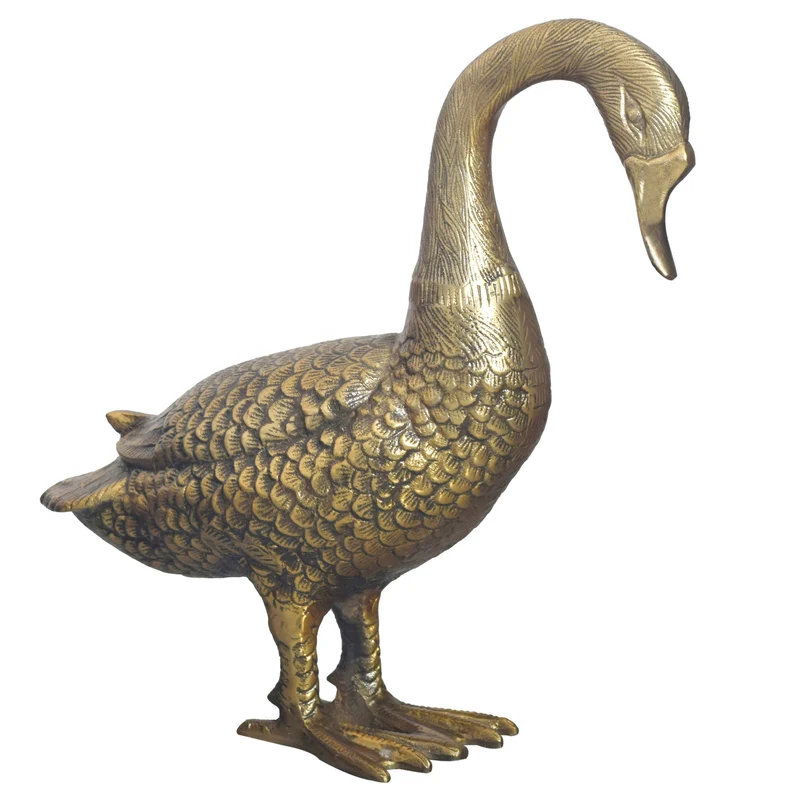 Dekofigur Gans Aluminium Gold 46cm Modern Tischdekoration