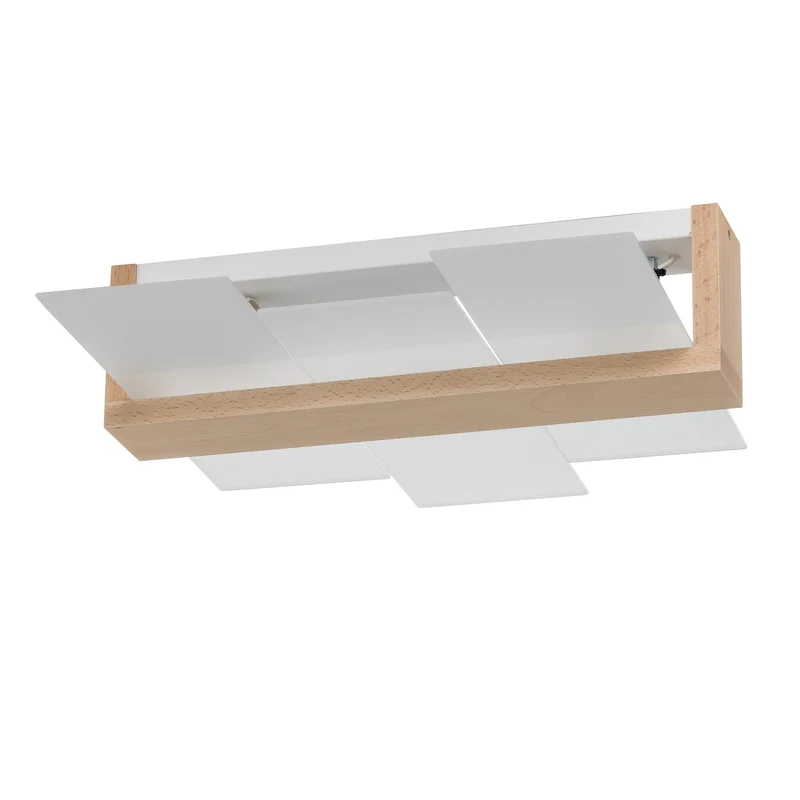 B-Ware Sollux Lighting Deckenleuchte Shifted 2 LED Lampe Holz Glas dimmbar weiß 43x43cm