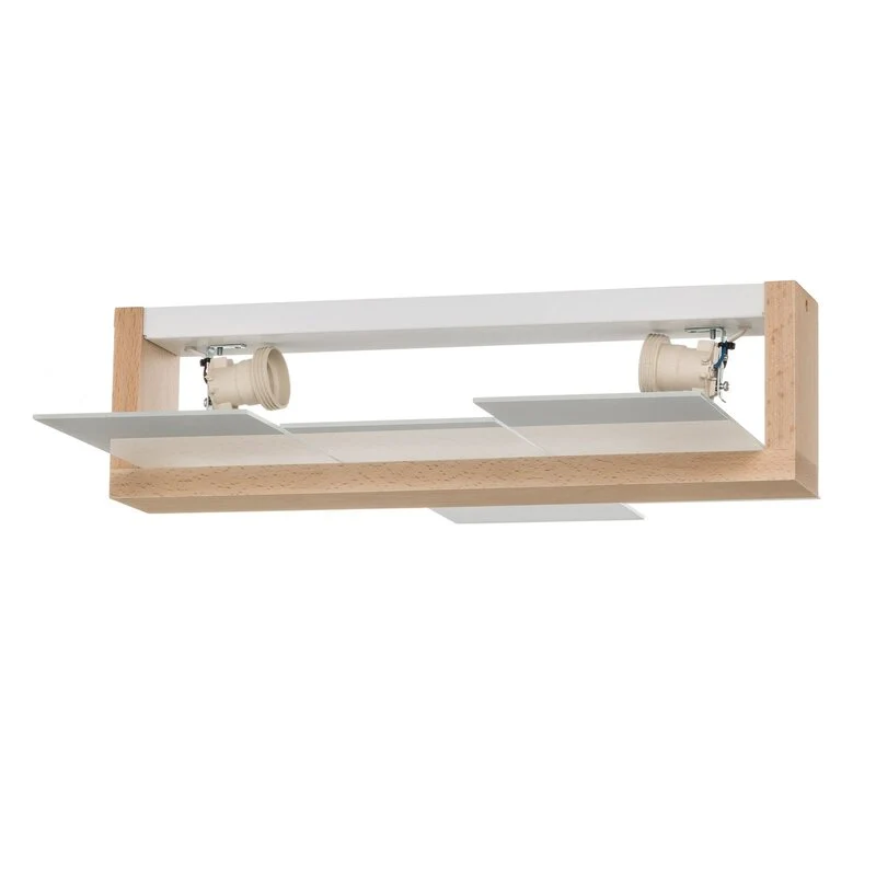B-Ware Sollux Lighting Deckenleuchte Shifted 2 LED Lampe Holz Glas dimmbar weiß 43x43cm