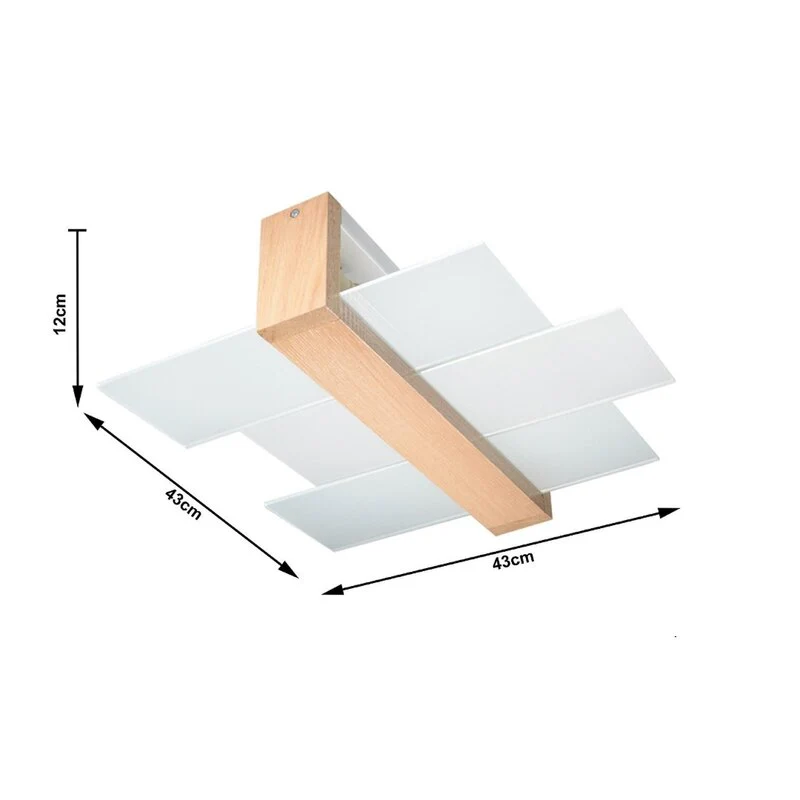 B-Ware Sollux Lighting Deckenleuchte Shifted 2 LED Lampe Holz Glas dimmbar weiß 43x43cm