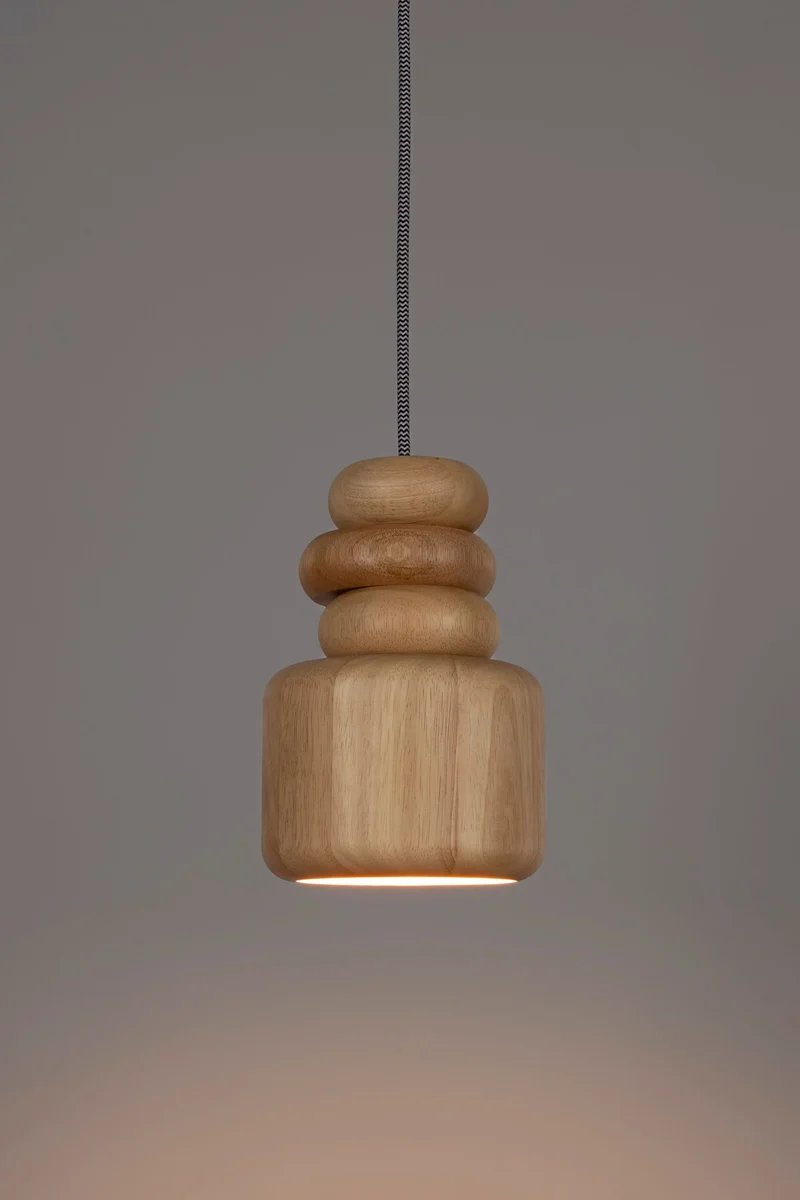 Pendelleuchte Dicky mit Holzschirm in Natural Oak, E27-Fassung