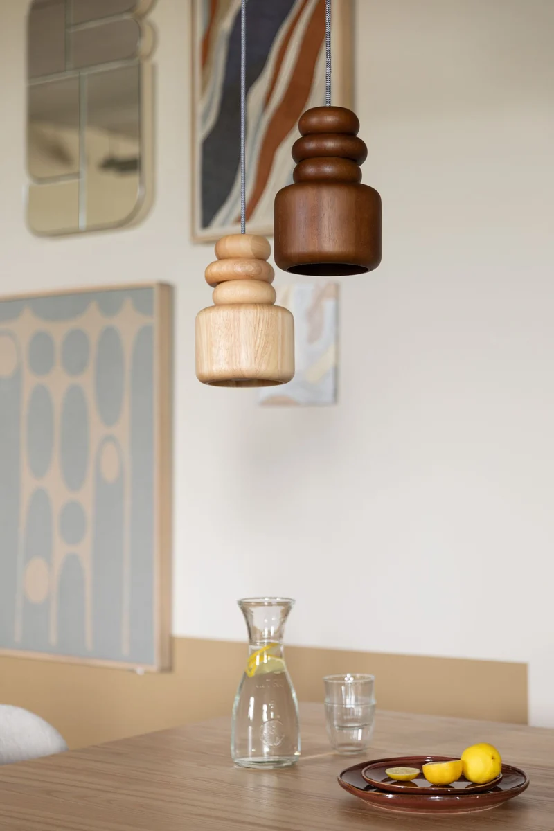 Pendelleuchte Dicky mit Holzschirm in Natural Oak, E27-Fassung