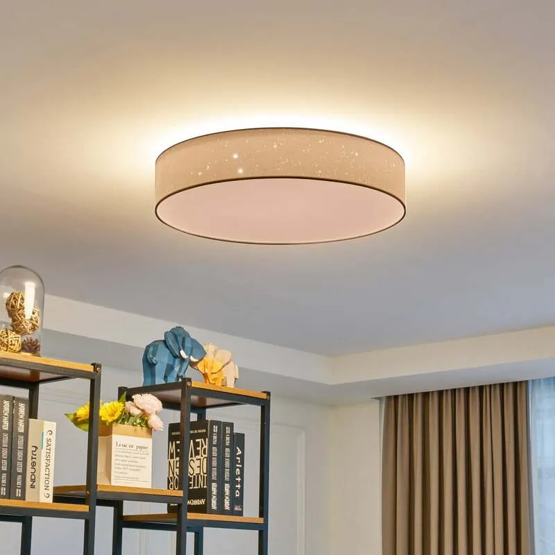B-Ware Lindby Deckenleuchte Deckenlampe LED Ellamina Textil weiß dimmbar Fernbedien650