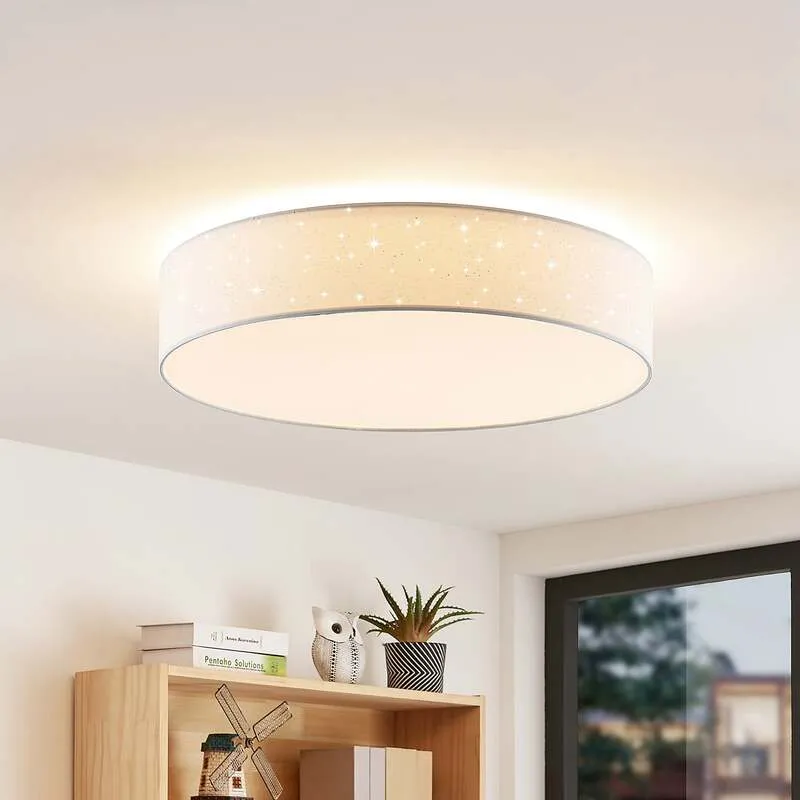 B-Ware Lindby Deckenleuchte Deckenlampe LED Ellamina Textil weiß dimmbar Fernbedien650