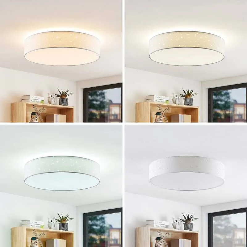 B-Ware Lindby Deckenleuchte Deckenlampe LED Ellamina Textil weiß dimmbar Fernbedien650