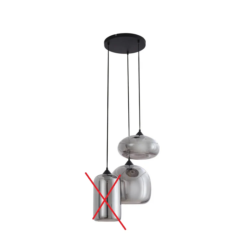 B-Ware Lindby Hängeleuchte Pendelleuchte Marla Glas 50cm Rondell grau SIEHE TEXT/FOTO