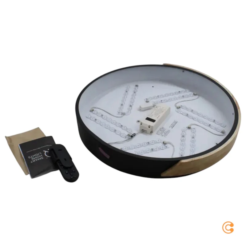 B-Ware Q Smart Home Deckenlampe Deckenleuchte LED schwarz eiche Holz Q BILA Wohnzimmer