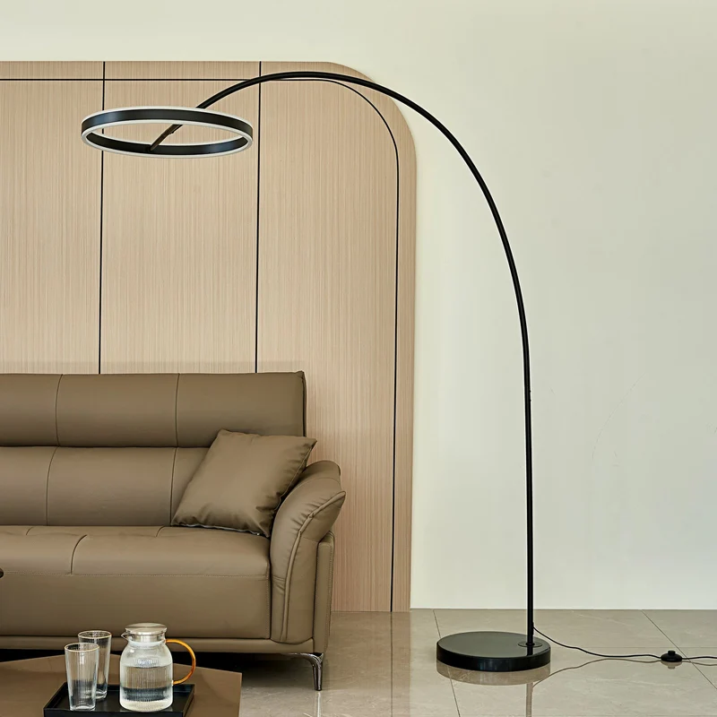 B-Ware Lucande Stehlampe Bogenlampe Yekta LED dimmbar schwarz Wohnzimmerlampe