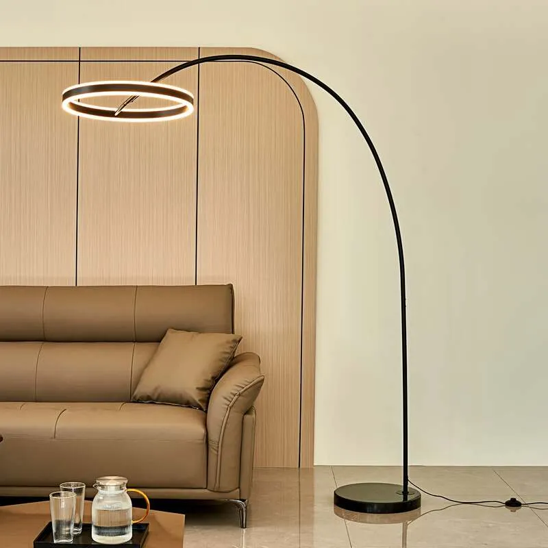 B-Ware Lucande Stehlampe Bogenlampe Yekta LED dimmbar schwarz Wohnzimmerlampe