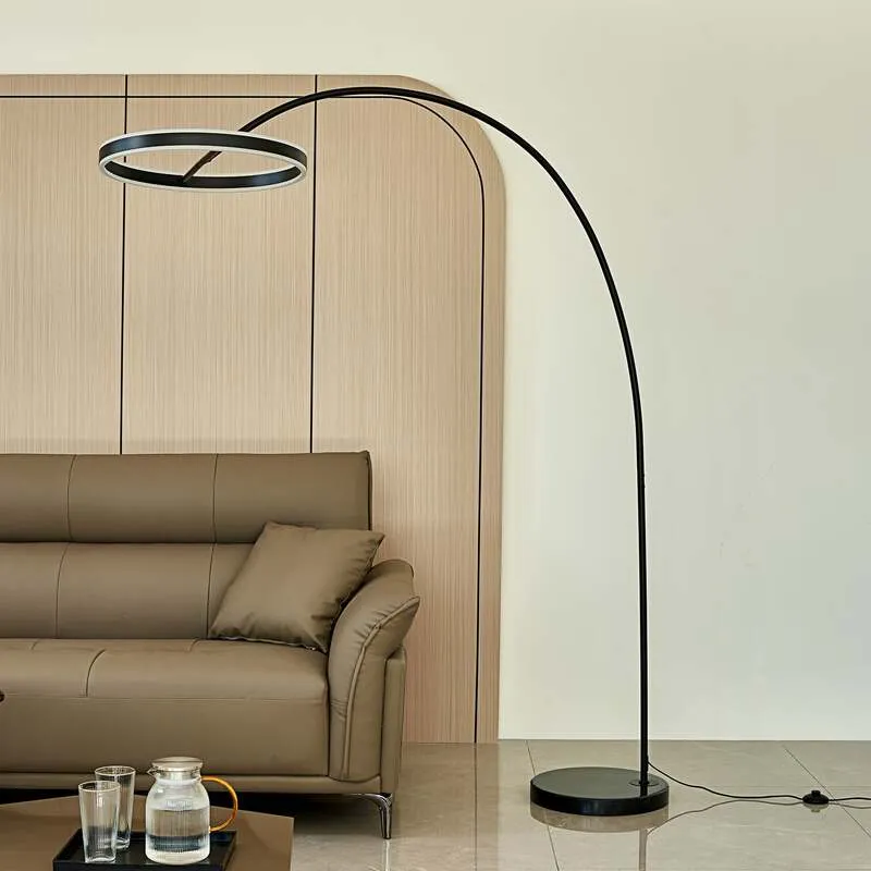 B-Ware Lucande Stehlampe Bogenlampe Yekta LED dimmbar schwarz Wohnzimmerlampe