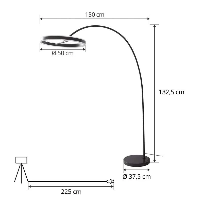 B-Ware Lucande Stehlampe Bogenlampe Yekta LED dimmbar schwarz Wohnzimmerlampe415