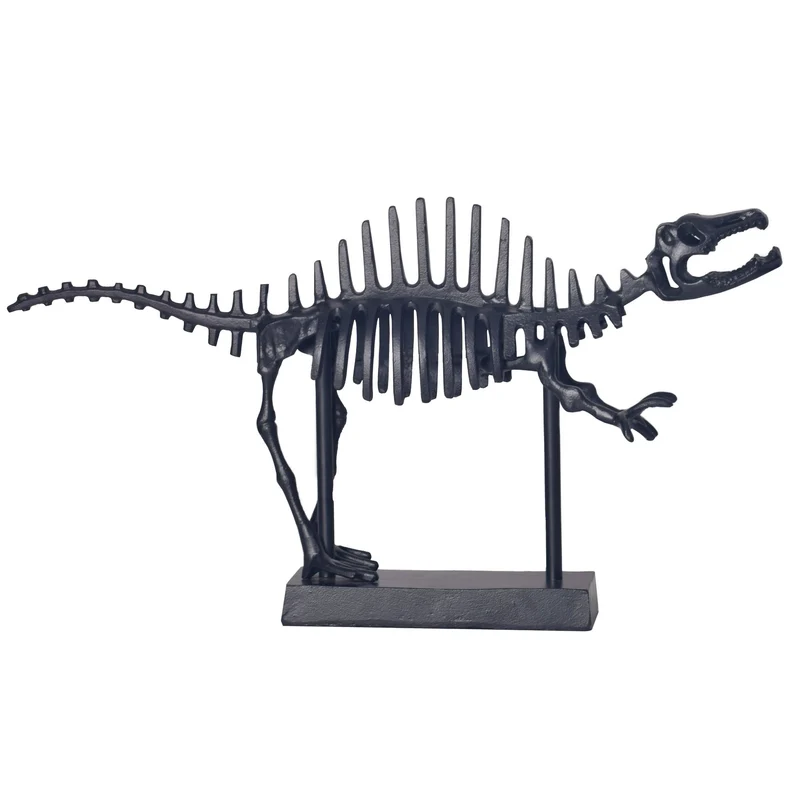 Dekofigur T-Rex Aluminium Schwarz 62cm mit Sockel Modern Design