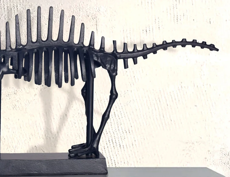 Dekofigur T-Rex Aluminium Schwarz 62cm mit Sockel Modern Design
