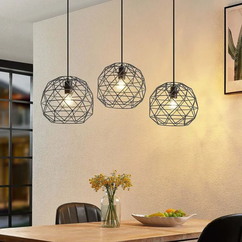 B-Ware Lindby Paridimo Hängelampe Hängeleuchte Pendellampe Lampe Leuchte Stahl 3 flg.